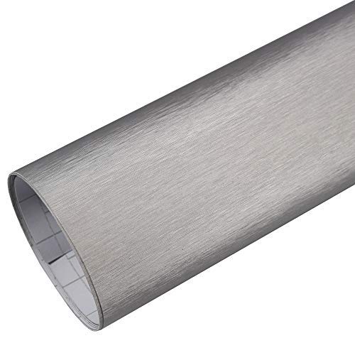 Rapid Teck® 5,26€/m² Premium – Aluminium Alu gebürstet Silber 7m x 1,52m Auto Folie Blasenfrei mit Luftkanälen für Auto Folierung und 3D bekleben in Matt Glanz und Carbon Autofolie von Rapid Teck