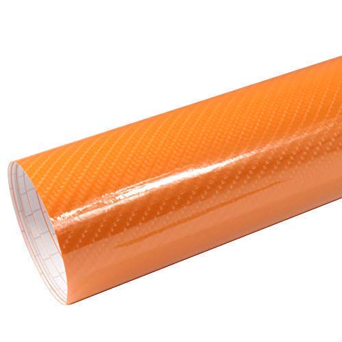 Rapid Teck® 6,53€/m² AutoFolie Serie z560 5D Hochglanz Carbon Orange 1m x 1,52m selbstklebende Premium Car Wrapping Folie mit Luftkanal von Rapid Teck