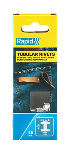 Rapid Hohlnieten für Leder, Nieten mit 7mm Kopf, silberfarbig, 25 Stk. (2-teilig) von Rapid