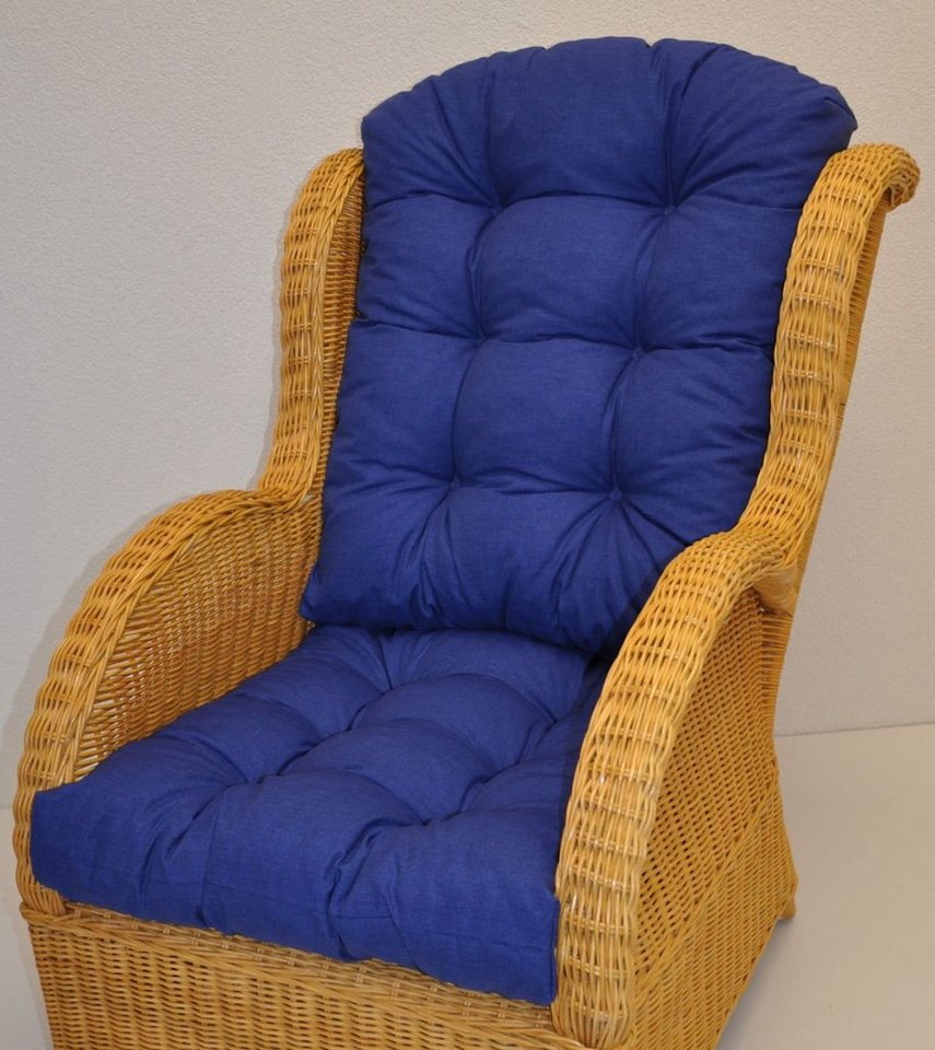Rattani Sesselauflage Polster Kissen für Rattan Ohrensessel Rattansessel, Color dunkelblau von Rattani