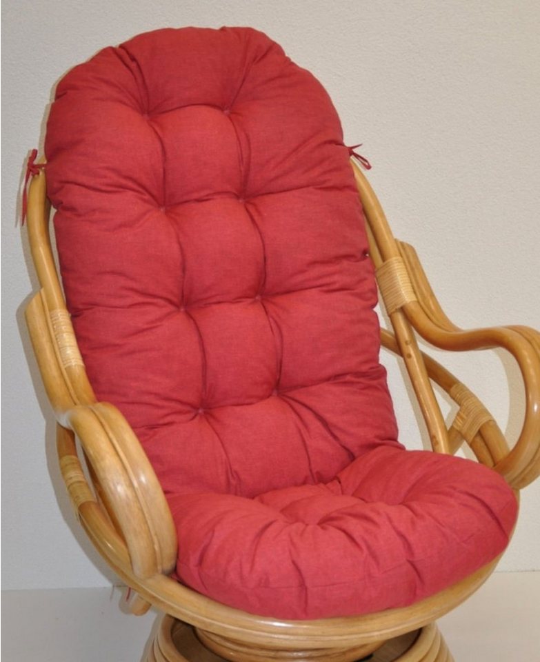 Rattani Sesselauflage Polster für Rattan Schaukelstuhl, Drehsessel L 135 cm, Color rot von Rattani