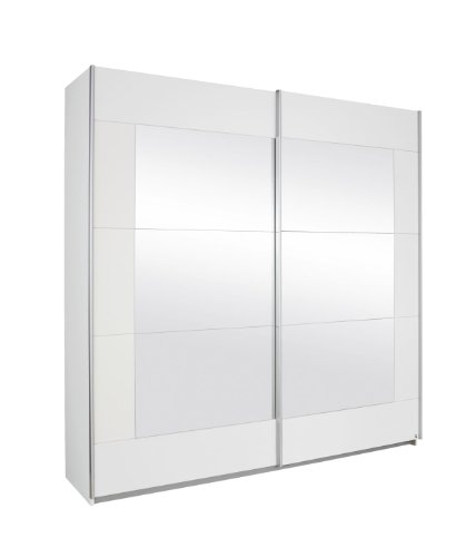 Rauch Möbel Alegro Schrank Schwebetürenschrank Kleiderschrank in Weiß mit Spiegel 2-türig, inklusive Zubehörpaket Basic 3 Kleiderstangen, 3 Einlegeböden BxHxT 271x210x62 cm von Rauch Möbel