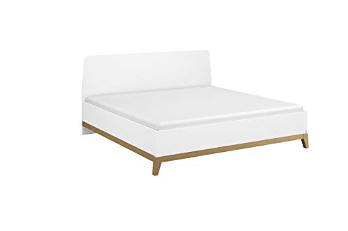 Rauch Möbel Carlsson Bett Doppelbett Futonbett in weiß, Absetzungen/Füße Eiche massiv, Liegefläche 160x200 cm, Gesamtmaße BxHxT 169x97x207 cm von Rauch Möbel