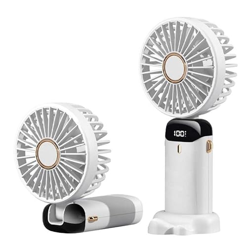 10000mA Mini Portable Fan Faltbarer Einstellbarer Winkelventilator 5-Gang Einstellbarer USB Wiederaufladbarer Handventilator Geeignet für Innen- und Außenbereich (Weiß) von Rawrr