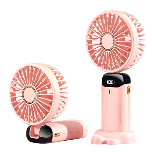 Rawrr 3000mA Mini Portable Fan Faltbarer Verstellbarer Winkelventilator 5-Gang Verstellbarer USB Wiederaufladbarer Handventilator Geeignet für Innen- und Außenbereich (Pink) von Rawrr