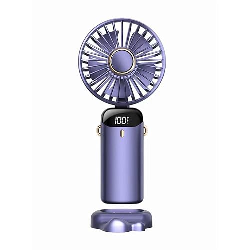 3000mA Mini Portable Fan Faltbarer Verstellbarer Winkelventilator 5-Gang Verstellbarer USB Wiederaufladbarer Handventilator Geeignet für Innen- und Außenbereich (Violett) von Rawrr