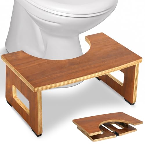 RayLove Toilettenhocker Holz – WC Hocker fur Erwachsene – Toilettenhocker Holz Klappbar - Squatty Kackhocker- und Verstopfungsbehandlung, von Ärzten empfohlen von RayLove