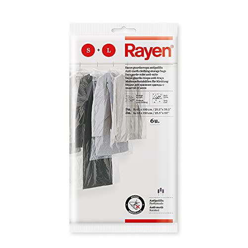 Rayen | Anti-Motten- und Anti-Staub-Garderobentaschen | Garderobenbezug | Schützen Sie Ihre Kleidung | Packung 6 Einheiten | Größe S (3HE): 65x100cm von Rayen