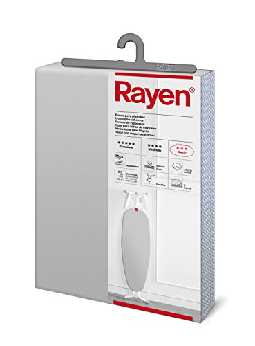 Rayen | Universeller Bügelbrettbezug | EasyClip Fit Bügelbezug | 2 Lagen: 100% Baumwollschaum und Stoff | Aluminiumqualität | Basissortiment | Größe: 115 x 38 cm | Grau von Rayen