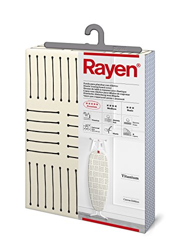 Rayen 6304.01 Bezug für Bügeln elastisch Premium, weiß mit schwarzen Streifen, 127x51 cm von Rayen
