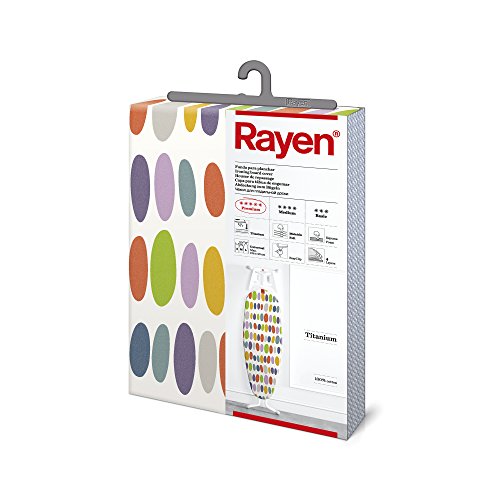 Rayen | Bügelbrettbezug | Gepolstert und einfach anzubringen | EasyClip System | 4 Schichten: Schaumstoff, Molton, Gewebe 100% Baumwolle und Titan | mit Titanbeschichtung | 130 x 47 cm von Rayen