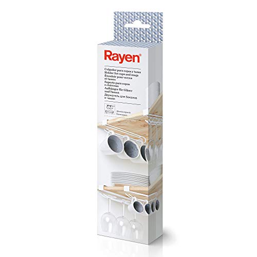 Rayen Colgador para copas y tazas, Lackierter Stahl, Weiß, Medidas: 25 x 7 x3 cm von Rayen