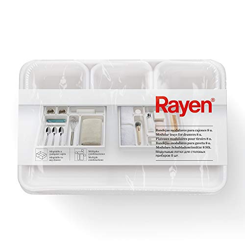 Rayen, Weiß Modulare Fächer für Schubladen 8 U, Medidas 8 x 7,5 x 4,5 cm. / 3, 3 x 8 x 4, 2 uds.: 23,5 x 16 x 4,5 cm von Rayen