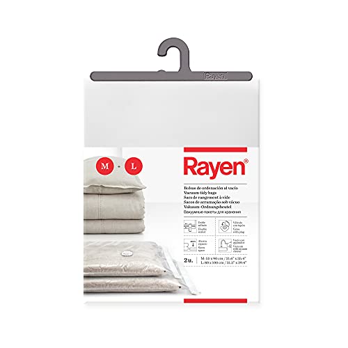 Rayen - Vakuumbeutel für Kleidung, Aufbewahrungsbeutel für Kleidung, 2 Stück, 55 x 90 cm und 80 x 100 cm, transparent von Rayen