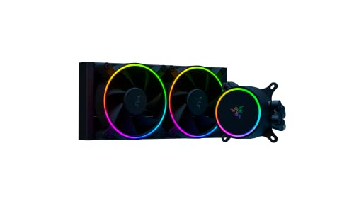 Razer Hanbo Chroma RGB - CPU Flüssig-Kühler mit AIO Liquid Cooler 2x 240mm Lüfter (9-pin Anschluß, Chroma RGB Lüfter, aRGB Pump Cap) Schwarz von Razer