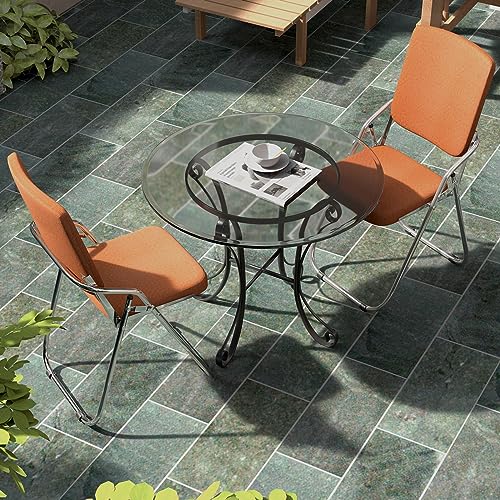 2er Set Klappstuhl Metall Faltstuhl mit Soft-Skin Gepolstert Lehne Armlehnen- Klappstuhl Balkon Camping Klappstühle Orange Klappsessel Folding Chair Gepolsteter Beistellstuhl Stuhl 100kg Belastbar von Rcynview