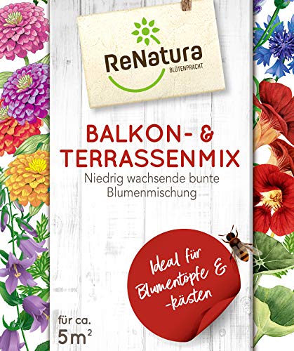 Greenfield ReNatura Balkon & Terrassenmix Blumen Mix für Balkonkästen- und Töpfe Ausreichend für ca: 5,0 m² von ReNatura