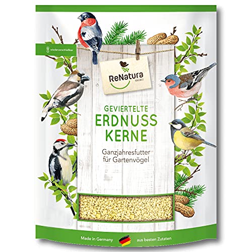 ReNatura® Geviertelte Erdnüsse Vogelfutter Vogel Nahrung für Gartenvögel1,0 kg von ReNatura