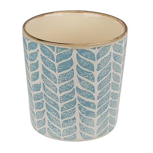 Kaffeebecher Dekor Reactive Glaze Henkelbecher Tasse Kaffetasse Keramik Blau Vintage Look von ReWu