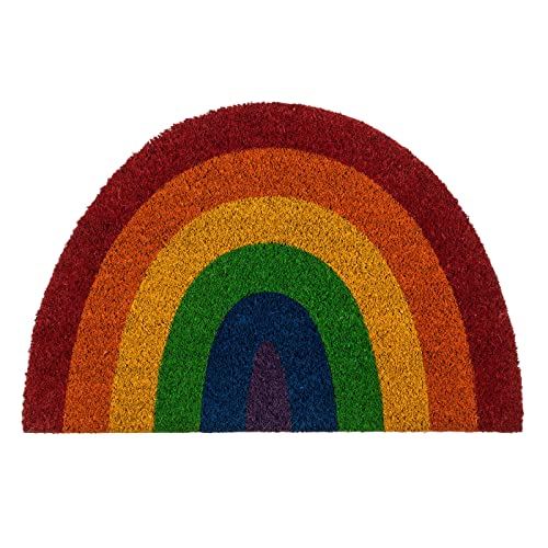 ReWu Fußmatte Schmutzfangmatte Pride Regenbogen Halbrund aus Kokosfasern 60 x 40 cm Farbenfroh LGBTQ+ von ReWu