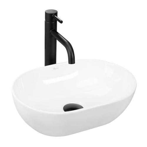 Rea Aufsatzwaschbecken AMELIA MINI Waschtisch Handwaschbecken Waschschale Waschbecken für Badezimmer aus hochwertiger Keramik 26 x 38 x 12 cm (Weiß) von Rea