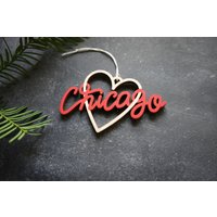 Chicago Herz Weihnachtsschmuck - Wähle Deine Farbe | Christbaumschmuck Einweihungsgeschenk Weihnachtsgeschenk von ReadyGo