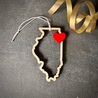 Chicago-Illinois-Umriss-Herz-Weihnachtsverzierung - Wählen Sie Ihre Farbe | Christbaumkugel Einweihungsparty Geschenk Weihnachtsgeschenk Chicago von ReadyGo