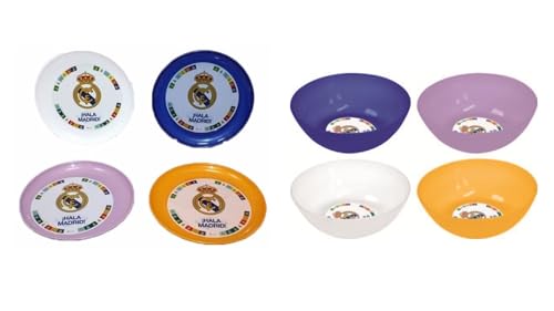 Set aus 4 Tellern und 4 Schalen für Kinder, Real Madrid BPA-frei von Real Madrid