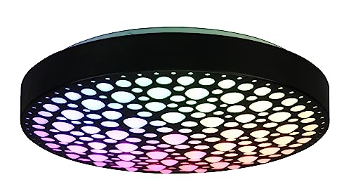 Reality Leuchten LED Deckenleuchte Chizu R67161132, Kunststoff Schwarz matt, inkl. 22 Watt Rainbow LED, Fernbedienung, Dimmer, Farbwechsel, Nachtlicht von RL LIVE YOUR LIGHT
