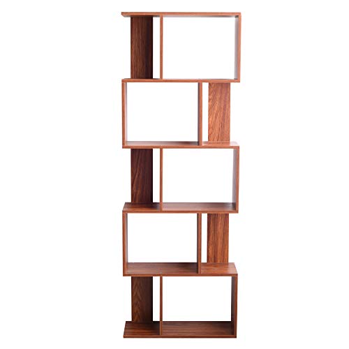 Rebecca Mobili MDF Holzregal, Modernes Bücherregal, 5 Regale, Walnussbraun, Bücher Dokumente Smartworking Office - Maße: 169 x 60 x 24 cm (HxLxB) - Art. RE6401 von Rebecca Mobili