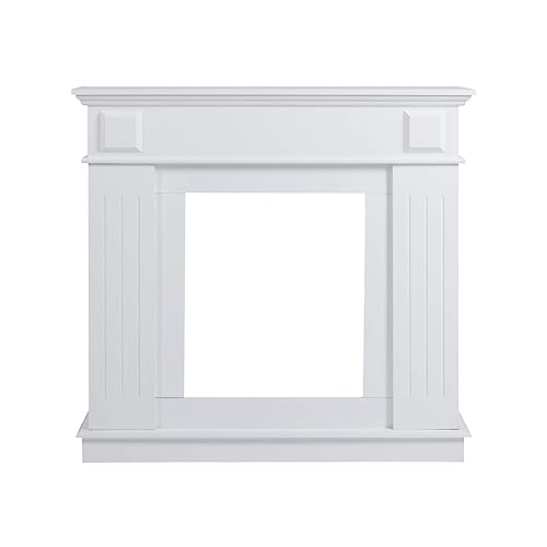 Rebecca Mobili dekorative Kaminumrandung, weiße Kaminkonsole, aus Holz, im klassischen Stil, für Wohnzimmer – Maße: 100 x 109 x 26 cm (HxLxB) - RE4800 von Rebecca Mobili