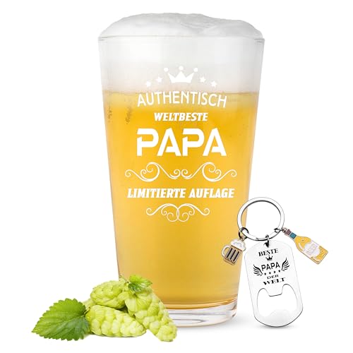 Rebundex Bier Geschenke für Papa Geschenk Geburtstag für Bester Papa Vater Geburtstagsgeschenk für Papa, Biergläser Bieröffner Geschenk für Papa Weihnachtsgeschenke Vatertagsgeschenk von Rebundex