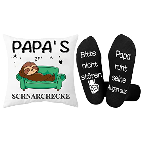 Rebundex Papa Geschenk Geburtstag Vatertagsgeschenk Geschenke für Papa Faultier Geschenk Vatertag für Bester Papa Socken Kissenbezug 45x45 von Rebundex