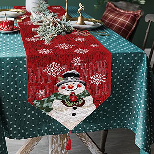Rebundex Tischdecke Weihnachten Abwaschbar Tischläufer Weihnachten Rot Set Weihnachtstischläufer Rot zum Sticken Weihnachtstischdecken Weihnachts Tischdecke 180 * 34 cm von Rebundex
