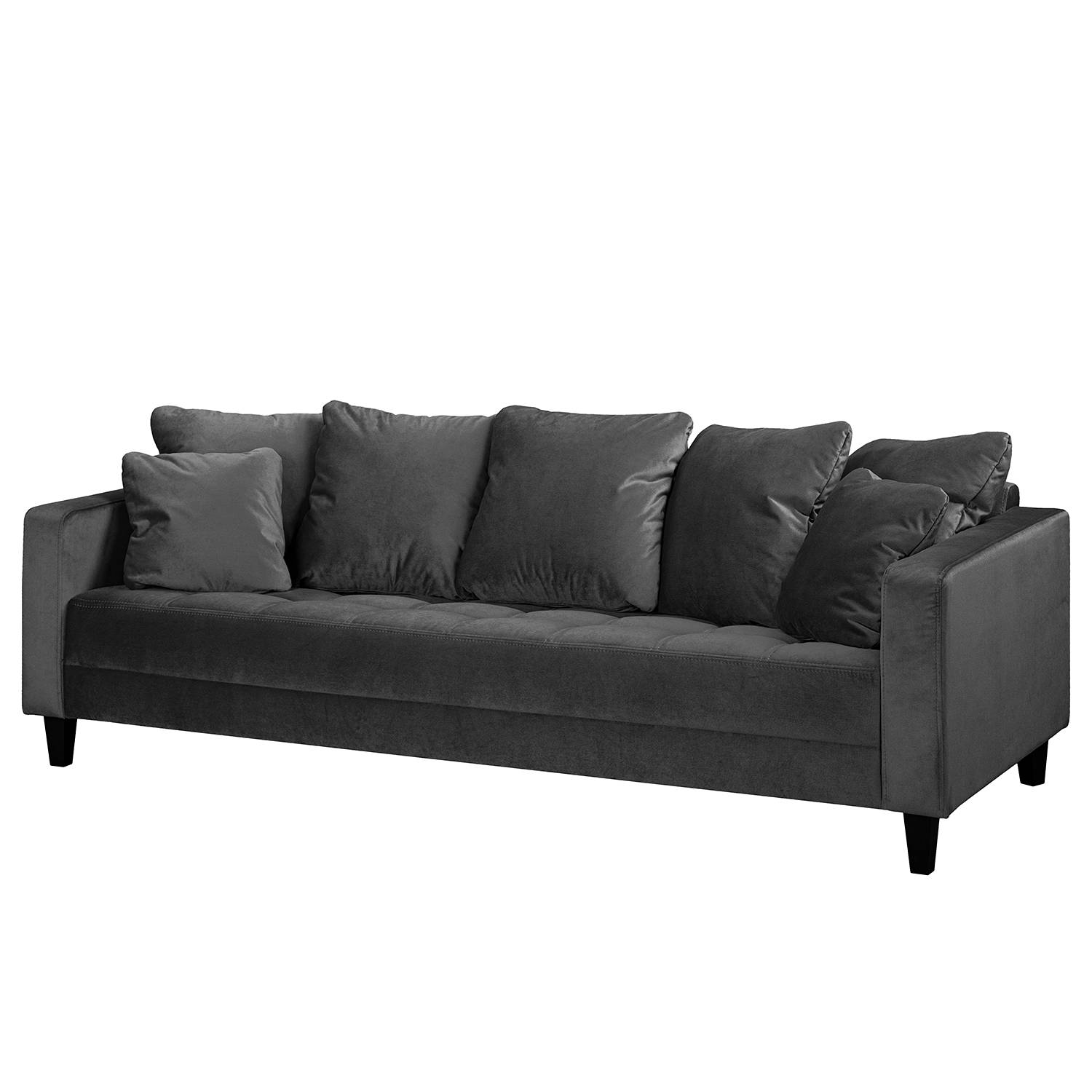 Red Living Sofa Elnora 3-Sitzer Anthrazit Samt 228x85x90 cm von Red Living