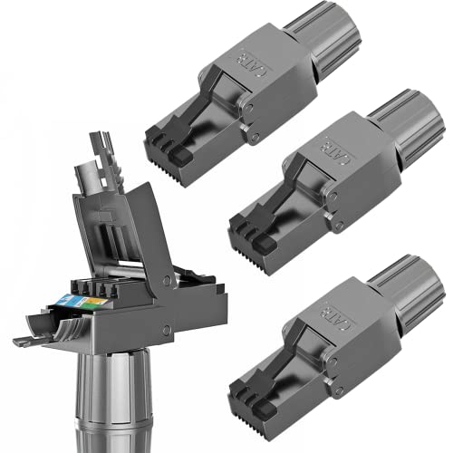 RedStar24 RJ45 Stecker Werkzeuglos CAT 7 CAT 8 Netzwerkstecker für Verlegekabel CAT8 CAT7 CAT6a LSA Feldkonfektionierbarer LAN Crimpstecker Geschirmt bis 40 Gbps 2000MHz 4 Stück von RedStar24