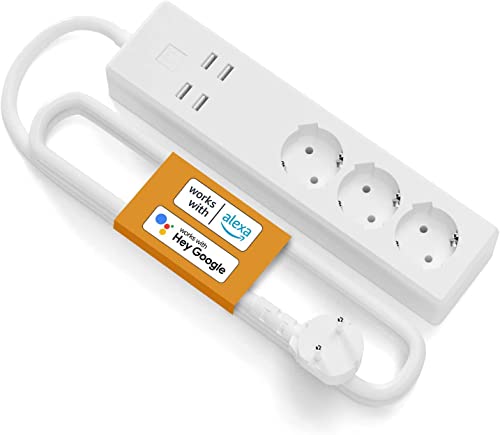 Intelligente Steckdosenleiste WiFi Smart 3 AC Steckdosen 4 USB-Anschlüsse, Timer-Funktion Überlastschutz 10A, kompatibel mit Amazon Alexa, Google Assistant von Refoss