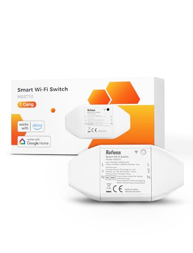 Refoss WLAN Schalter Universal Smart WiFi Switch mit Fernbedienung, Sprachsteuerung, Smart Schalter funktioniert mit Alexa, Google Home, DIY Intelligenter Schalter, 2500W, 1 Stück von Refoss