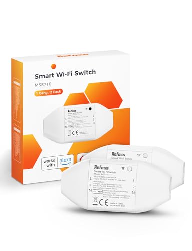 Refoss WLAN Schalter Universal Smart WiFi Switch mit Fernbedienung, Sprachsteuerung, Smart Schalter funktioniert mit Alexa, Google Home, DIY Intelligenter Schalter, 2500W, 2 Stück von Refoss