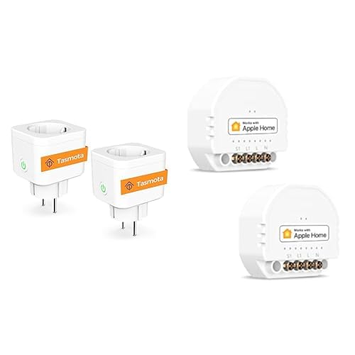 Tasmota Steckdose mit Stromzähler, Refoss Smart WLAN zur Messung von Stromverbrauch & Refoss Mini WLAN Relais Schalter, Kompatible mit Apple HomeKit von Refoss