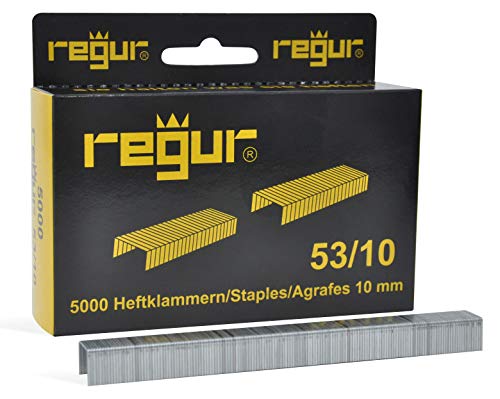 REGUR Typ 53 Feindraht-Klammern verzinkt - 5.000 Stück in der Länge 53/10 mm - Heftklammern zum Befestigen von Stoffen, Leder, Textilien sowie zum Basteln und Dekorieren von Regur