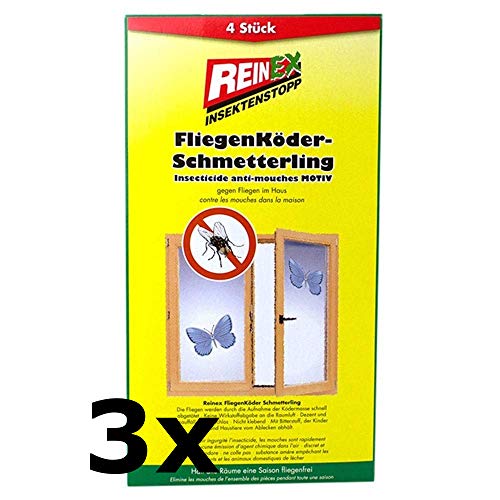 Reinex FliegenKöder 1358 (3 Packungen mit je 4 Ködern - Motiv: Schmetterling) von Reinex