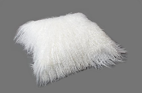 Reissner Lammfelle Tibet Lammfell Kissenbezug langflorig 30x30cm JAY02 Farbe weiß-weiß von Reissner Lammfelle