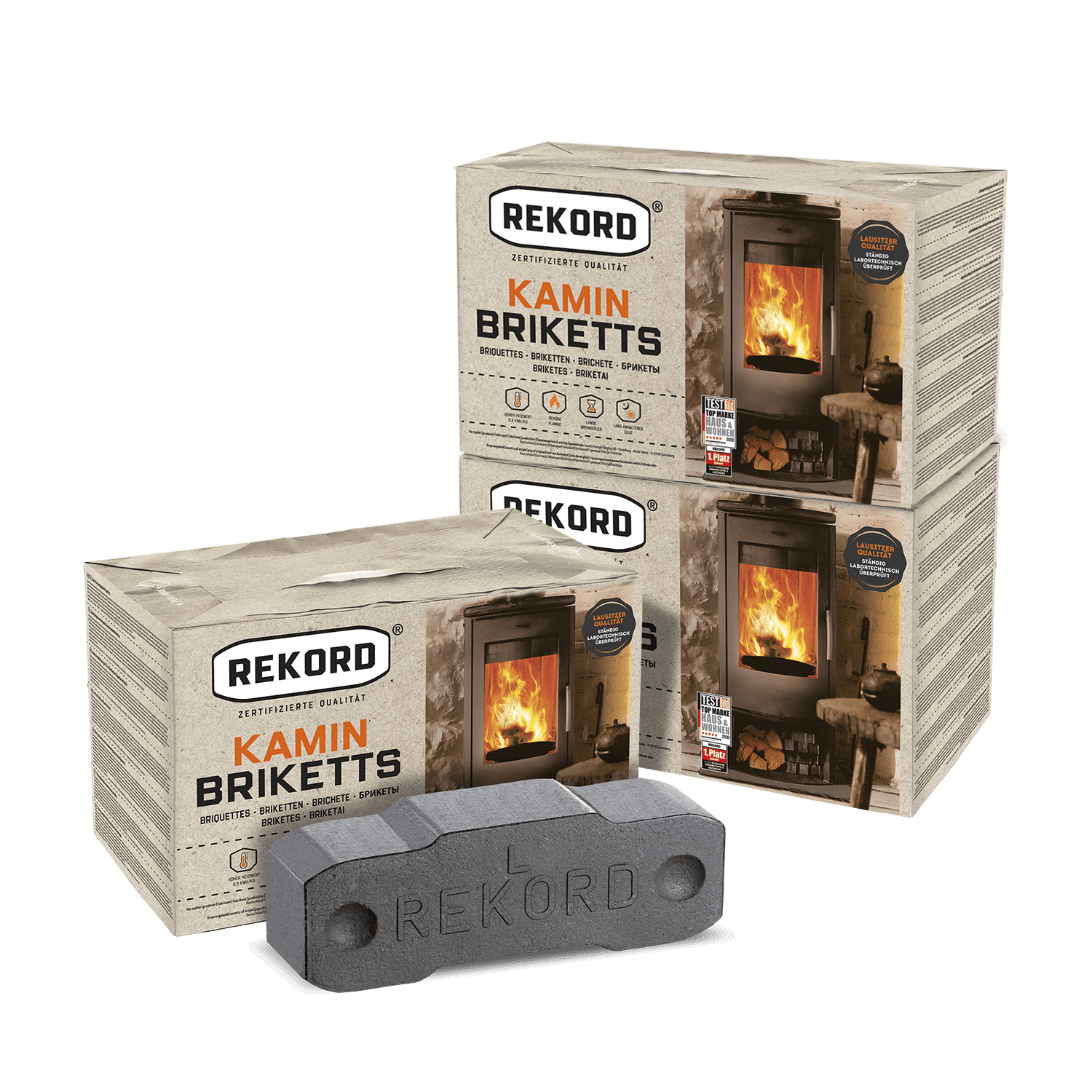 Rekord Braunkohlebriketts 10kg x 3 Paket 30kg von Rekord