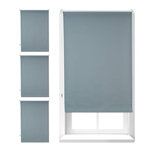 4 x Verdunkelungsrollo, Hitzeschutz, Thermo Rollo Klemmfix, blickdichtes Seitenzugrollo 70x165, Stoff 66 cm, grau von Relaxdays