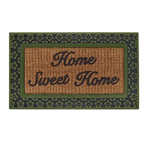 Relaxdays Fußmatte Sweet Home, 45x75 cm, Fußabtreter Blumen, Gummi & Kokos, rutschfest, innen & außen, grün/Natur von Relaxdays