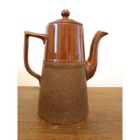 Antike Rustikale Langley Lovatt Keramik-Teekanne Für Kaffee Und Heiße Schokolade von RelicVintageUK