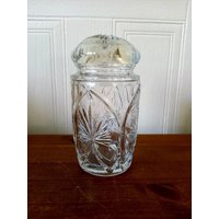 Vintage Einmachglas Aus Klarem, Geschliffenem Glas Der Mitte Des Jahrhunderts von RelicVintageUK