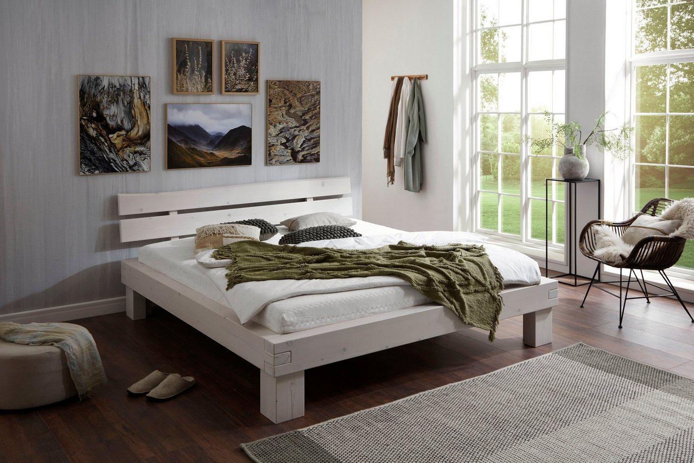Relita Futonbett Bellmund, aus massiver Fichte white wash mit natürlicher Holzmaserung von Relita