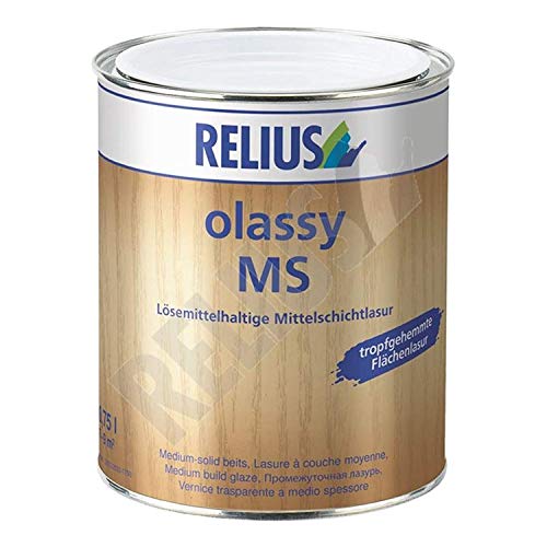 4 x 0,75 L Relius Olassy MS Lösemittelhaltige Mittelschichtlasur halbglänzend innen/außen 3 L (Farbwahl), Farbe:Nussbaum von Relius